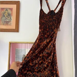 Free People Virgo Moon Dress - Leopard velvet mini Dress - size xs